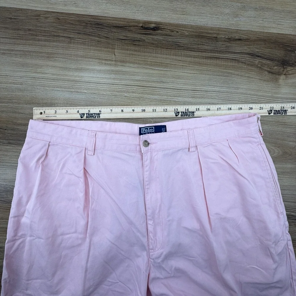 Polo Ralph Lauren Andrew Shorts Pleated Pink Chino Men's 42 Vintage Y2K 6" Ins - Picture 5 of 7